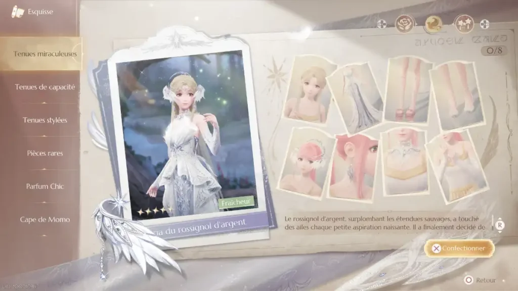 Comment obtenir la tenue miraculeuse Aria du Rossignol d'argent dans Infinity Nikki
